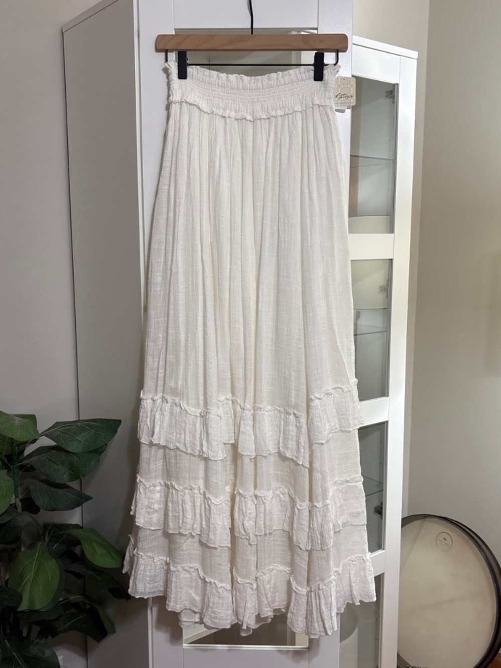 Free People Brynn Tiered Maxi Skirt in White size XS